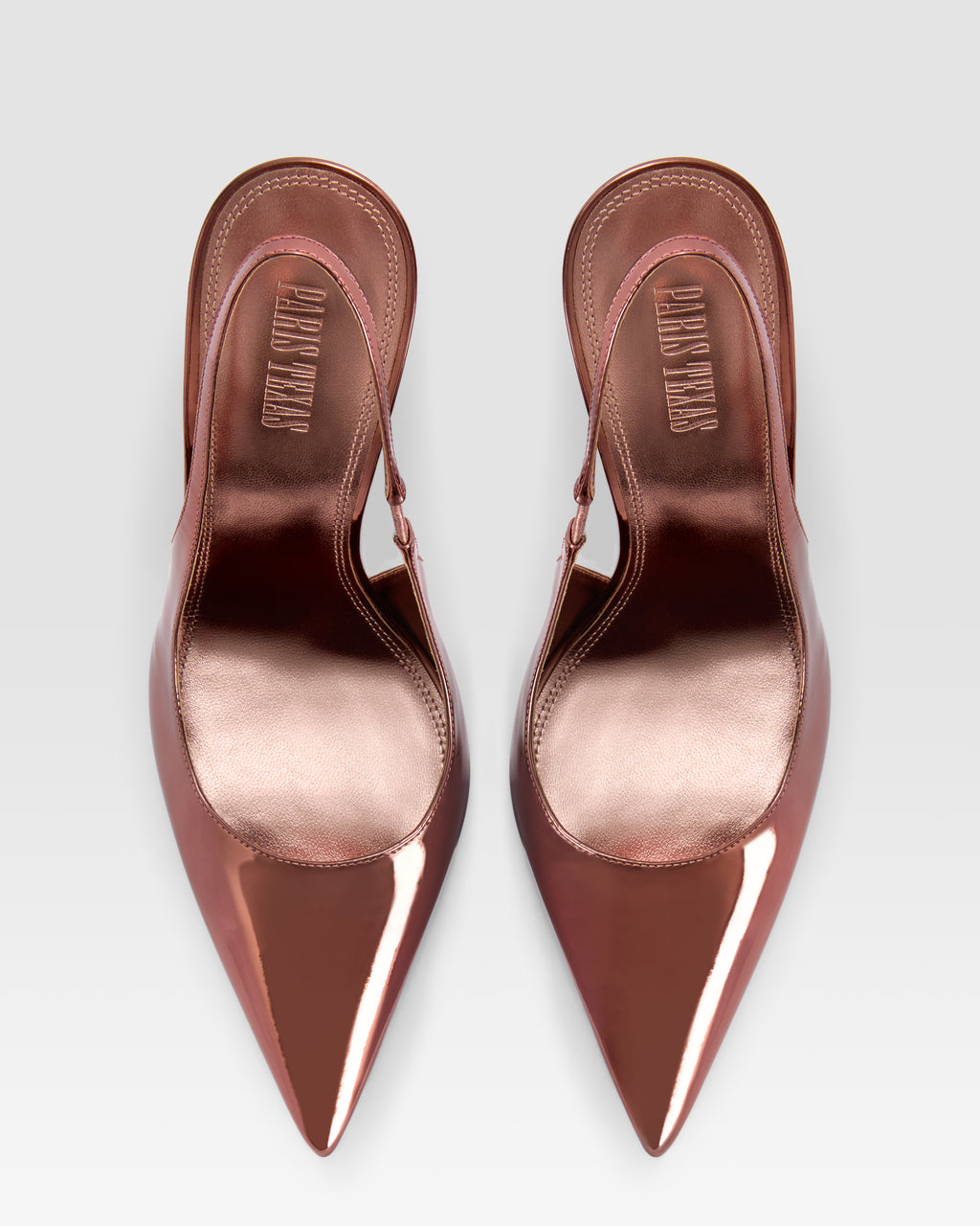 Slingbacks in pelle Texas rose effetto specchio