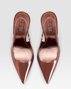Slingbacks in pelle Texas rose effetto specchio