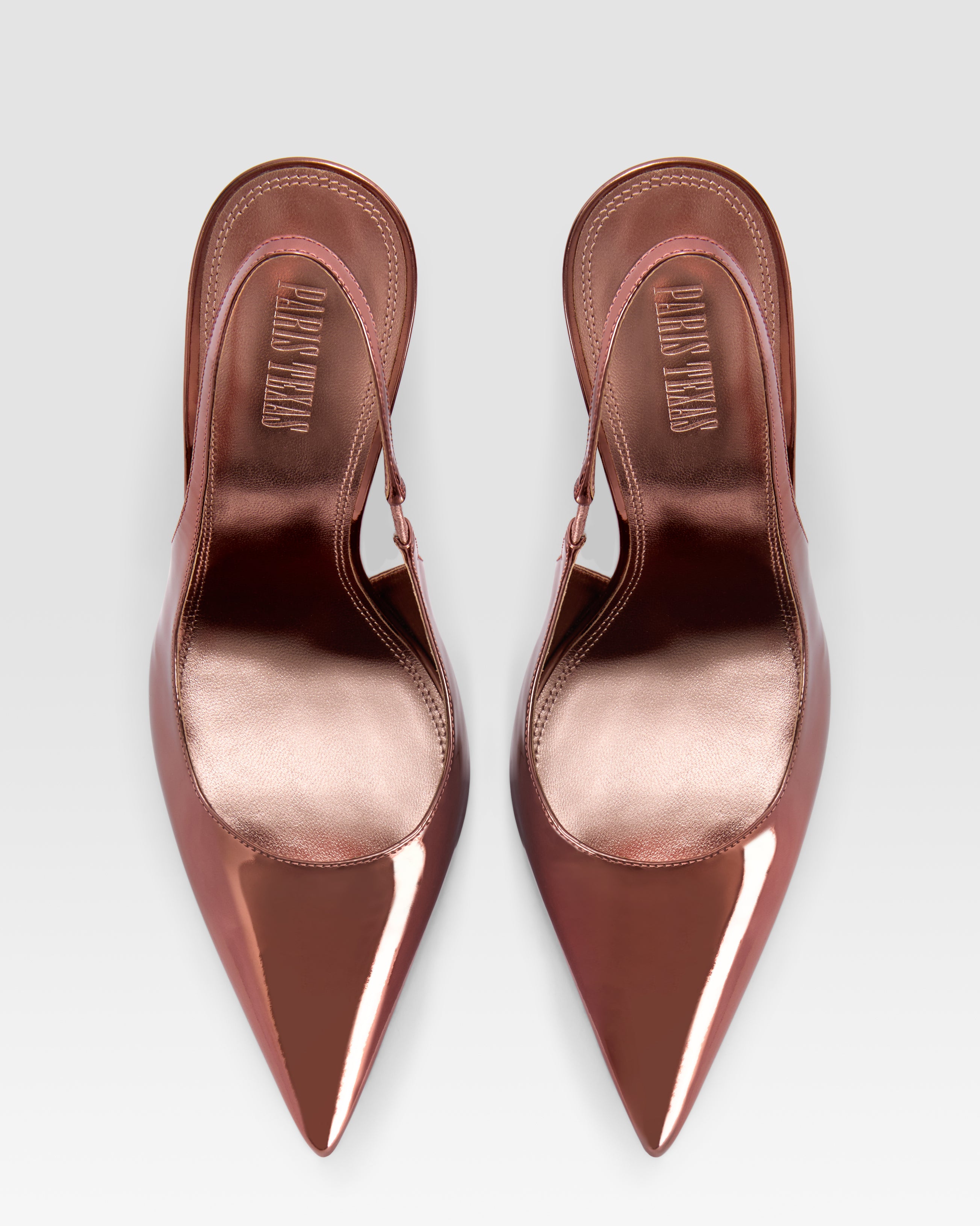 Slingbacks in pelle Texas rose effetto specchio