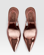 Slingbacks in Texas rose, mirror-effect leather