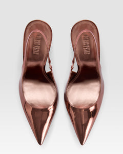 Slingbacks in Texas rose, mirror-effect leather