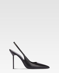 Slingbacks en piel blanca — Negro