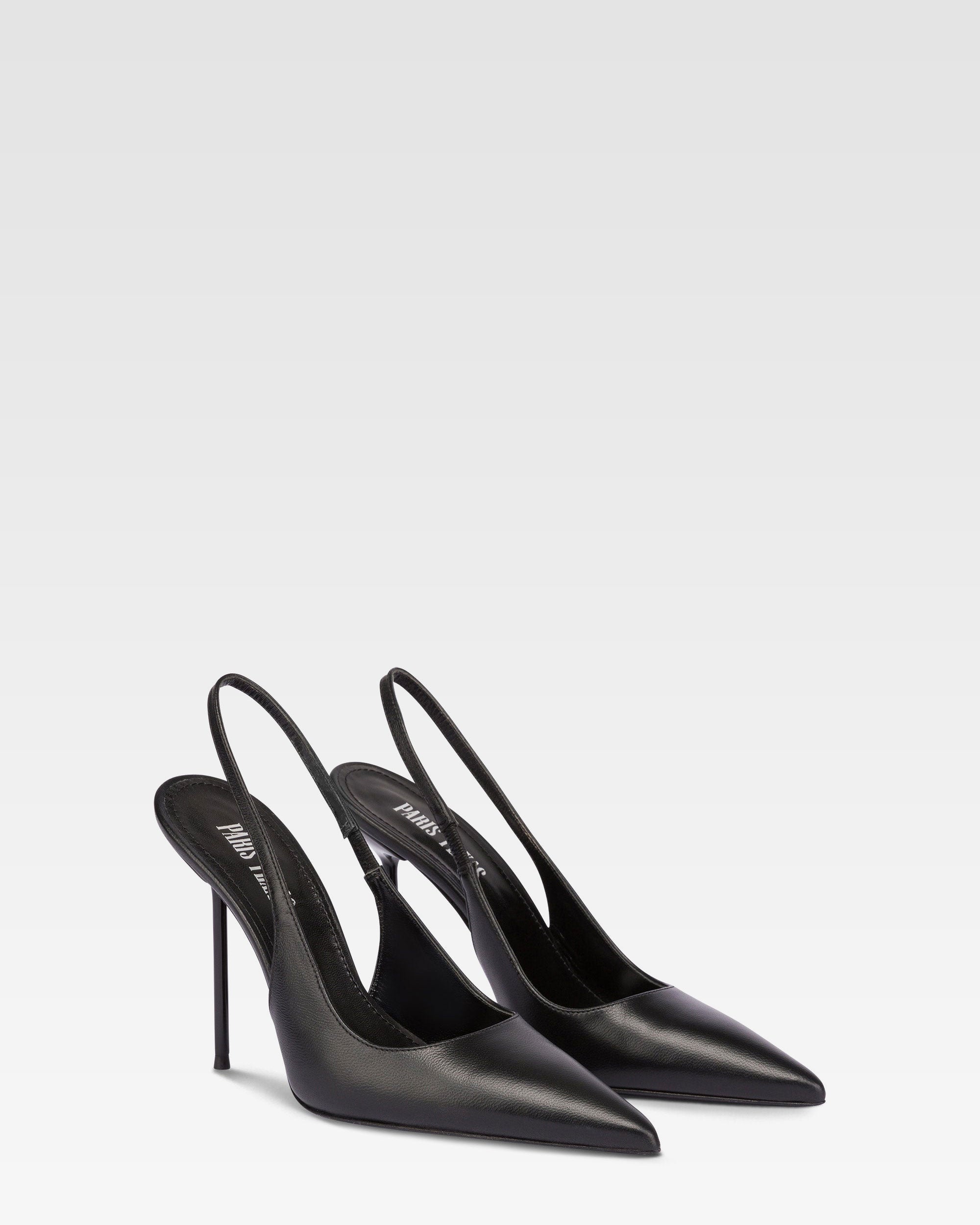 Escarpins pointus en cuir noir lisse