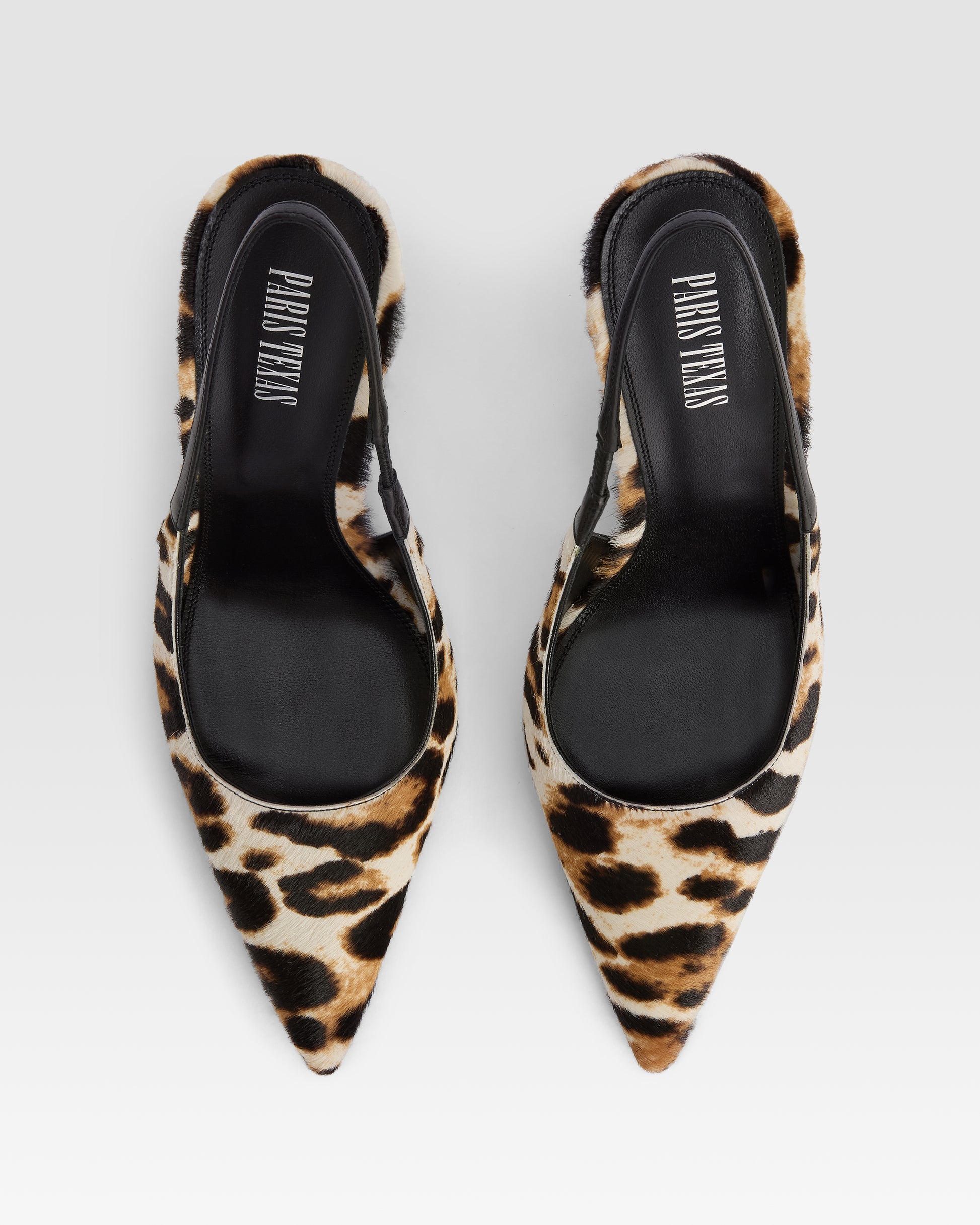 Escarpins a bride arriere en cuir de vachette a imprime leopard blanc