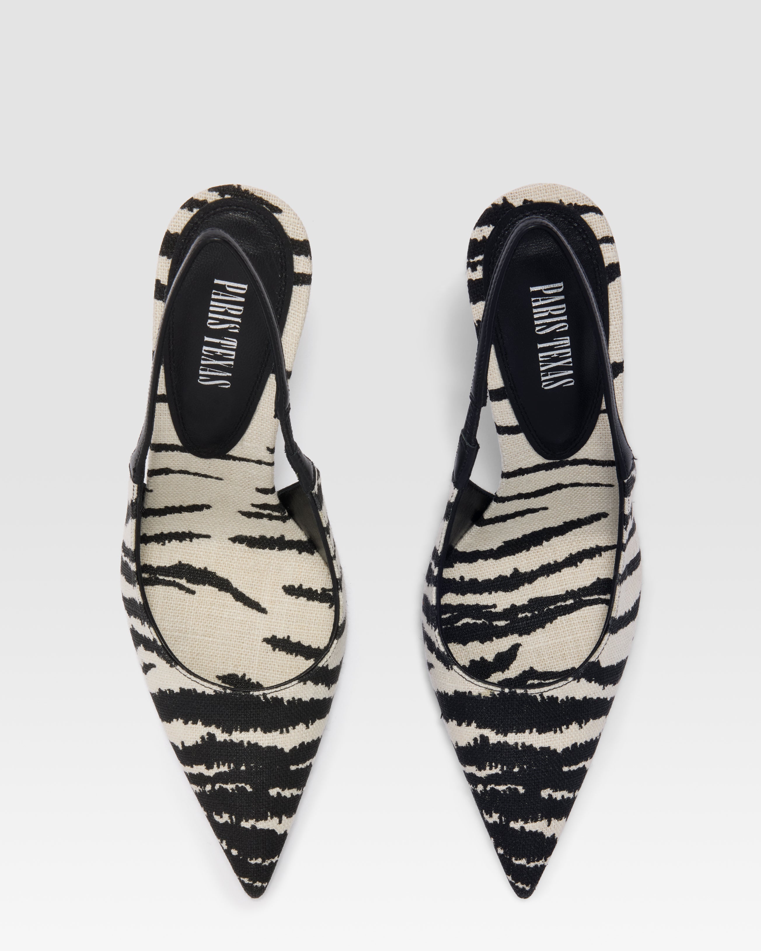 ZAPATO SLINGBACK DE LINO CON ESTAMPADO DE CEBRA