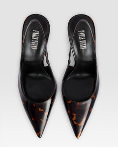 LACKLEDER SLINGBACK IN SCHILDPATT-OPTIK