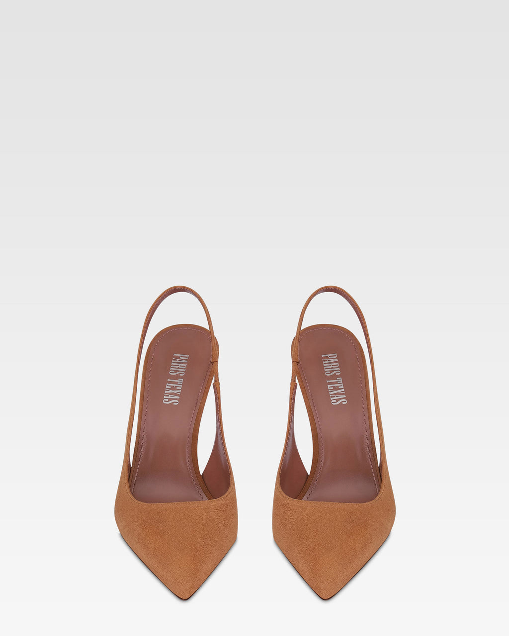 Slingbacks aus cognacfarbenem Veloursleder