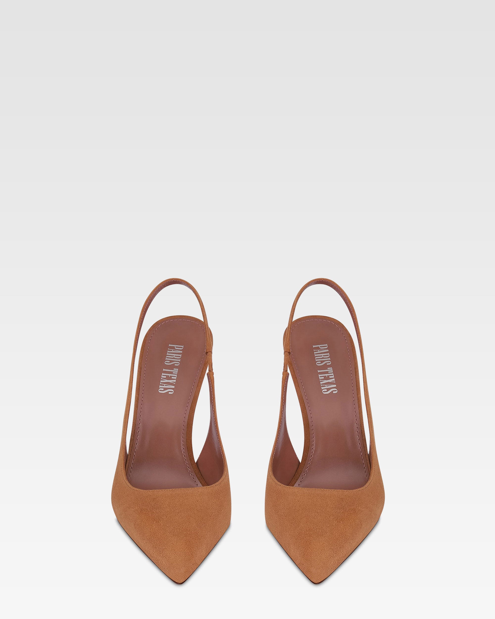 Slingbacks aus cognacfarbenem Veloursleder