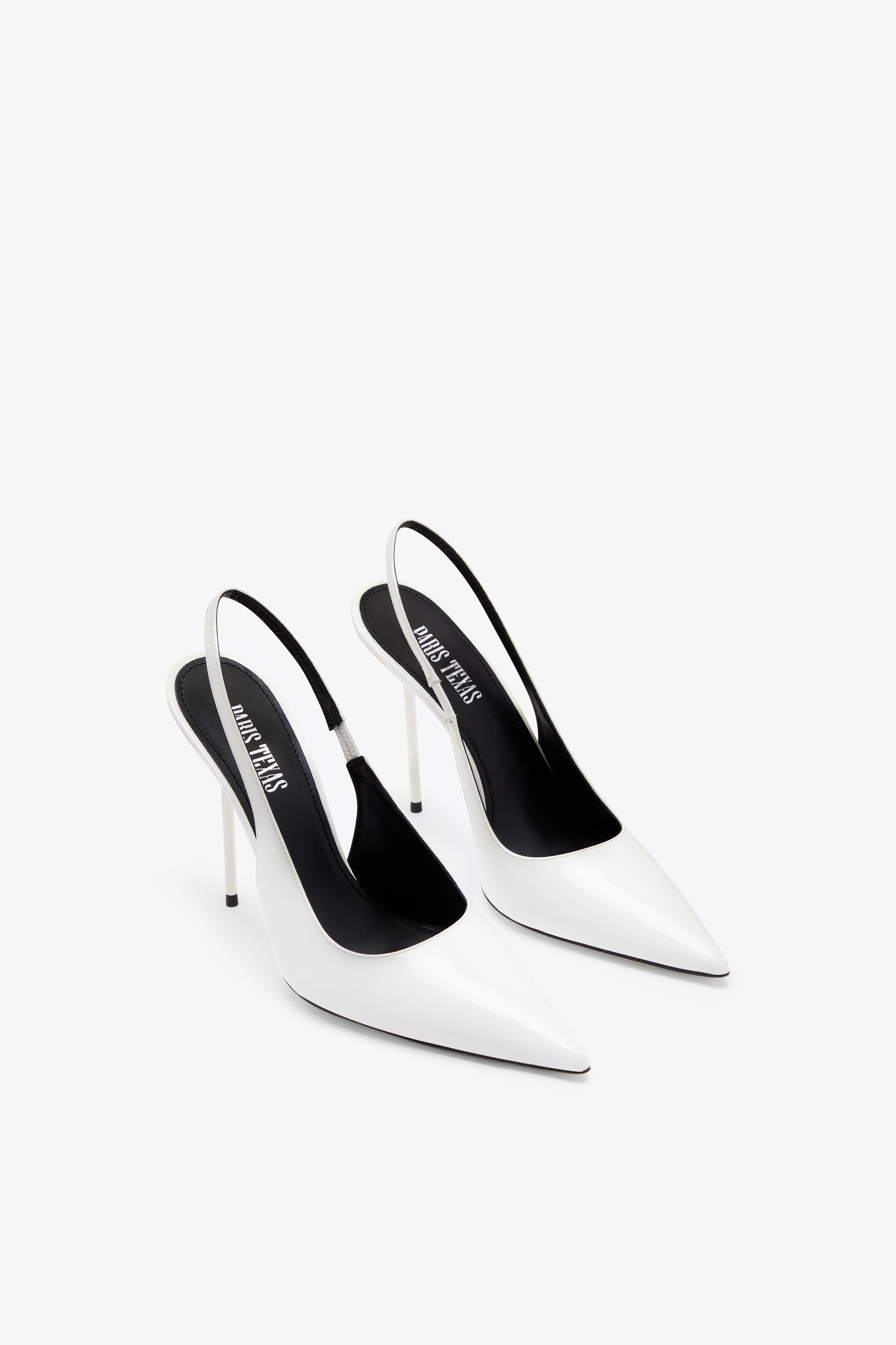 Black and white store slingbacks