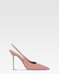 Slingback-Pumps aus weissem Lackleder — Texas Pink
