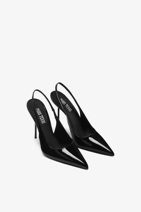 Black patent leather slingbacks - Paris Texas