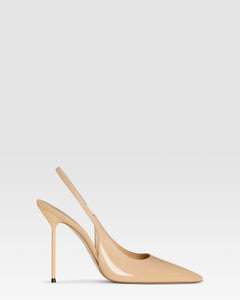 Slingbacks in honey patent leather