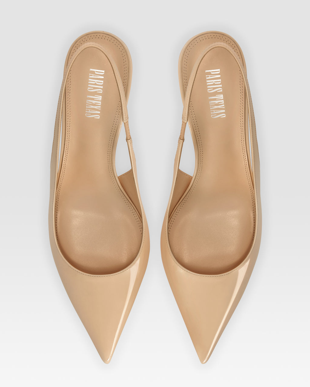 Slingbacks in honey patent leather