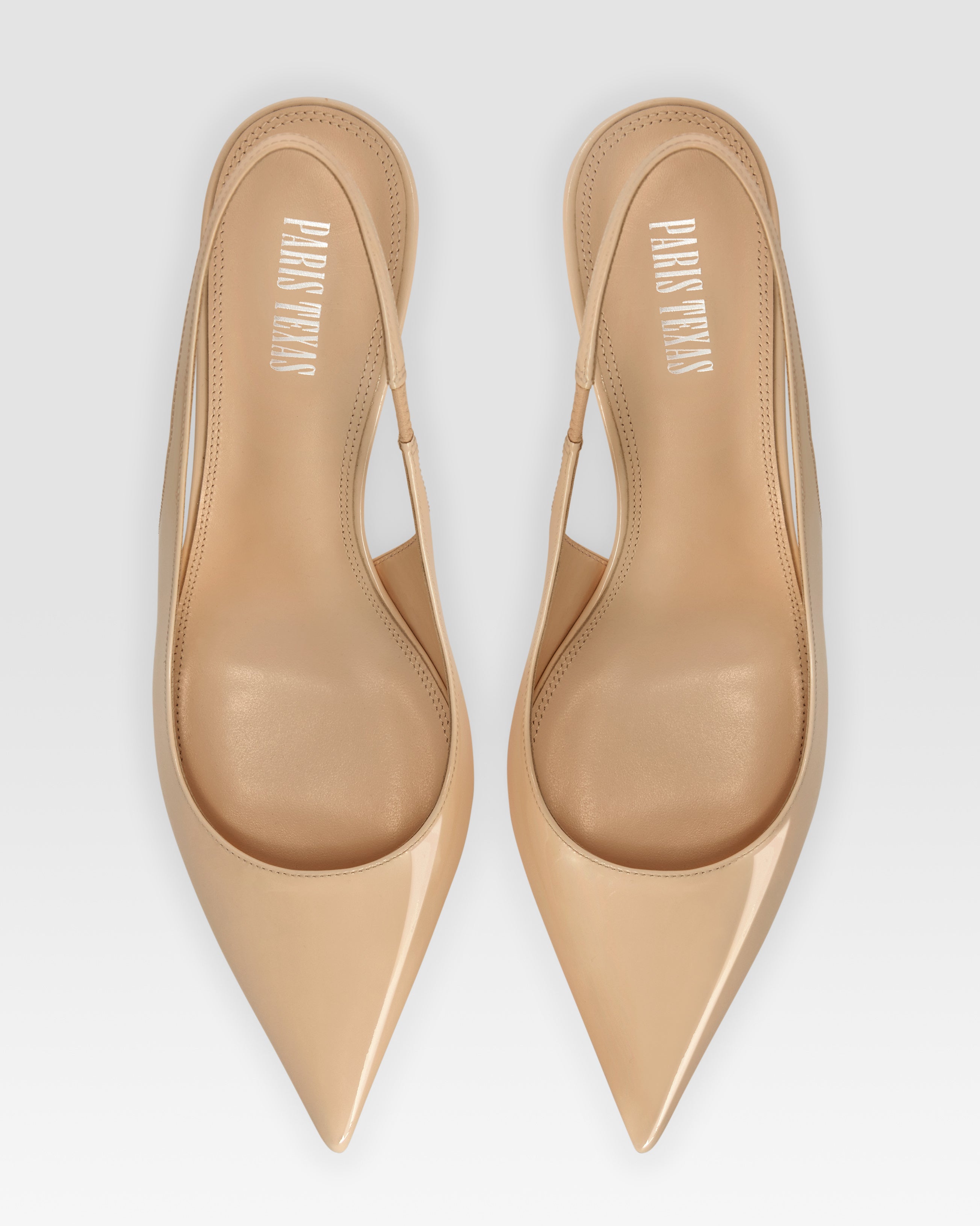 Slingbacks in honey patent leather
