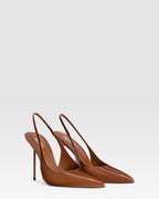 Slingbacks in coffee patent leather