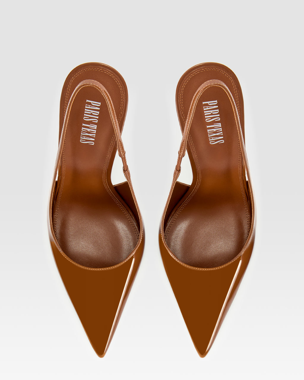 Slingbacks in coffee patent leather