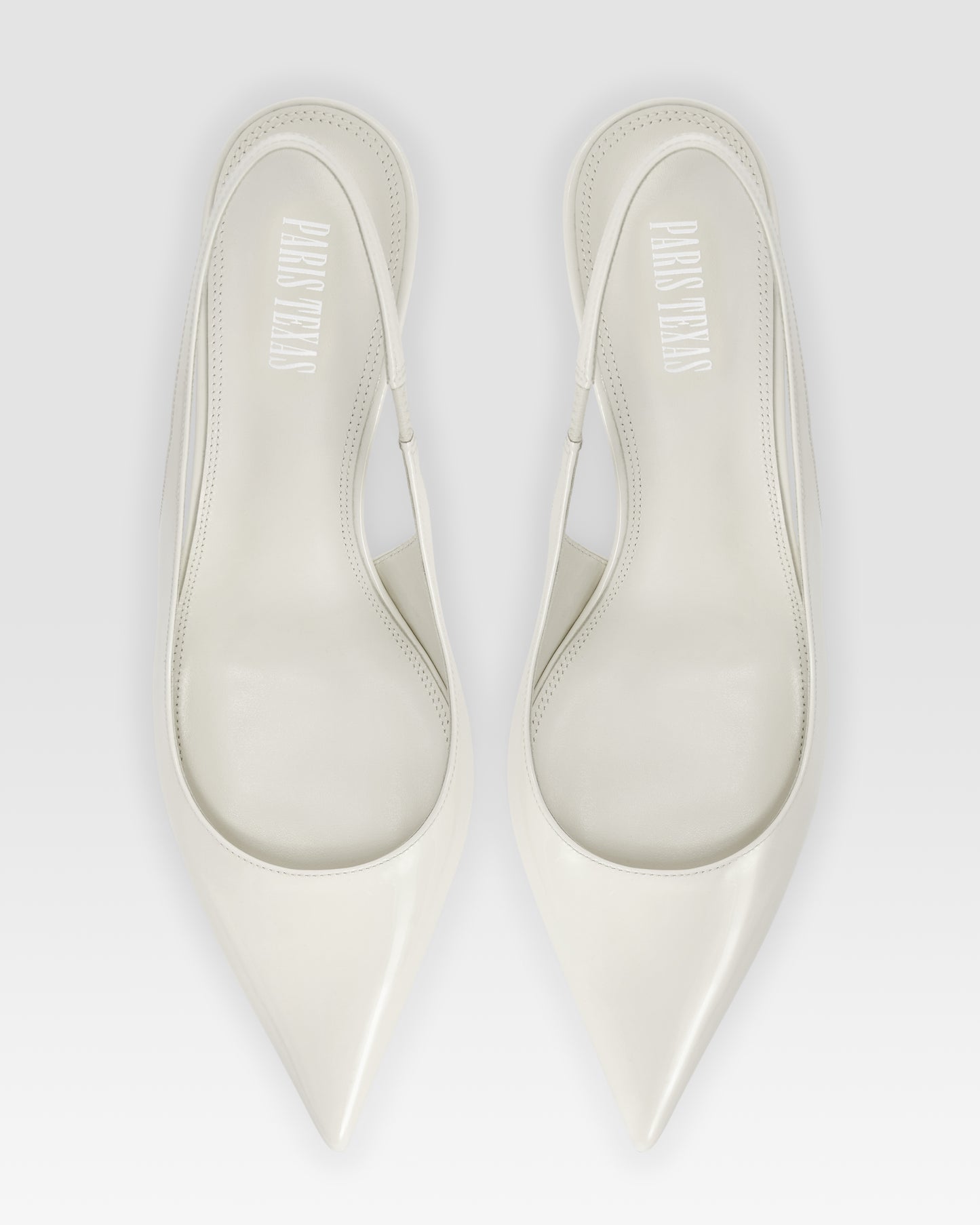 Slingbacks in optic white patent leather