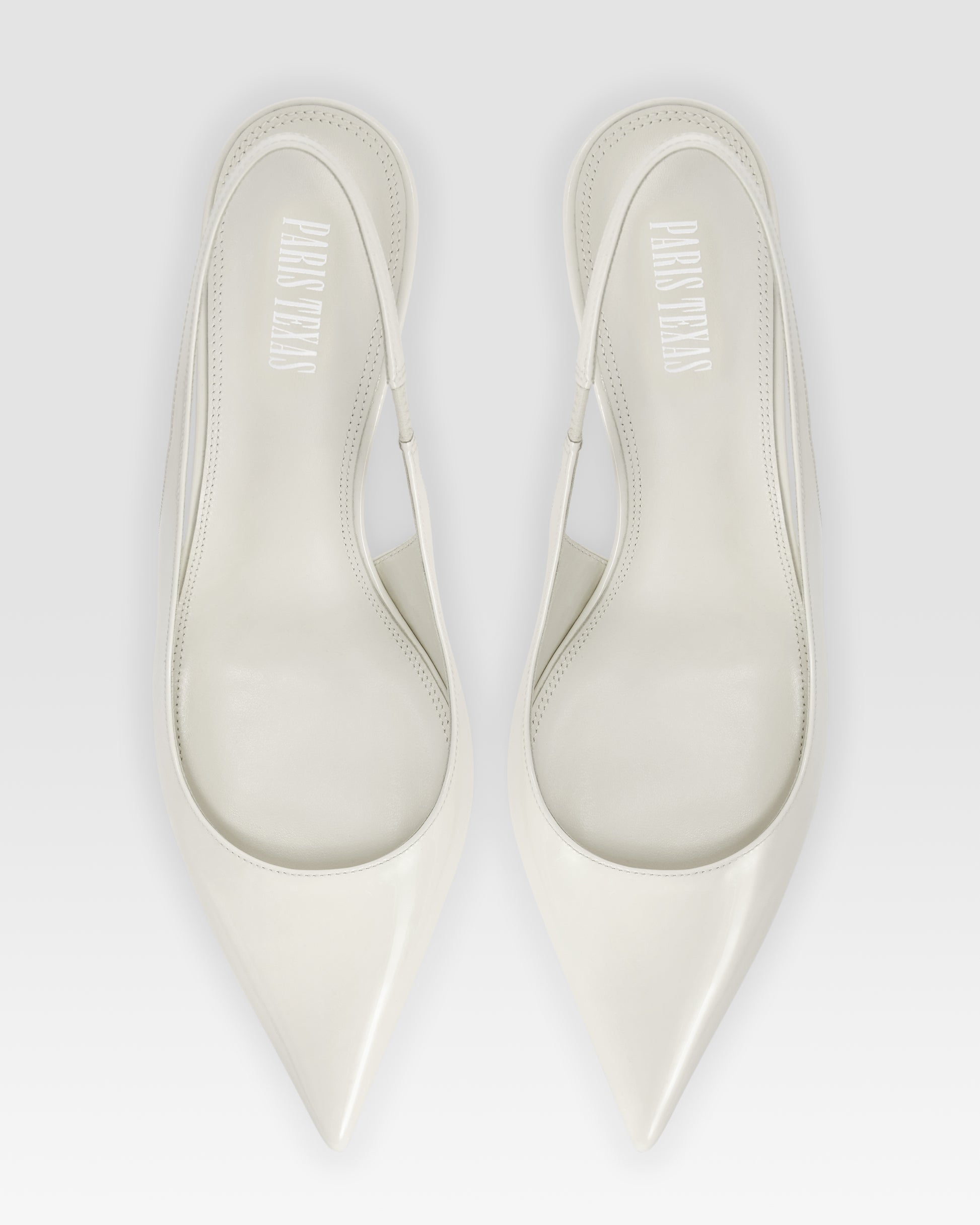 Slingbacks in optic white patent leather