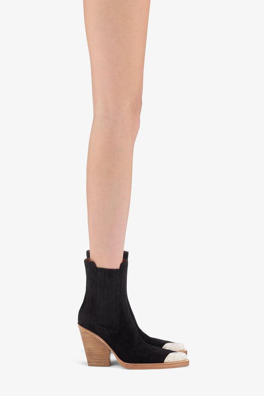 Black suede embellished toe boot - Product worn