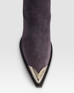 VELOURSLEDER WESTERN ANKLE BOOT MIT METALLKAPPE