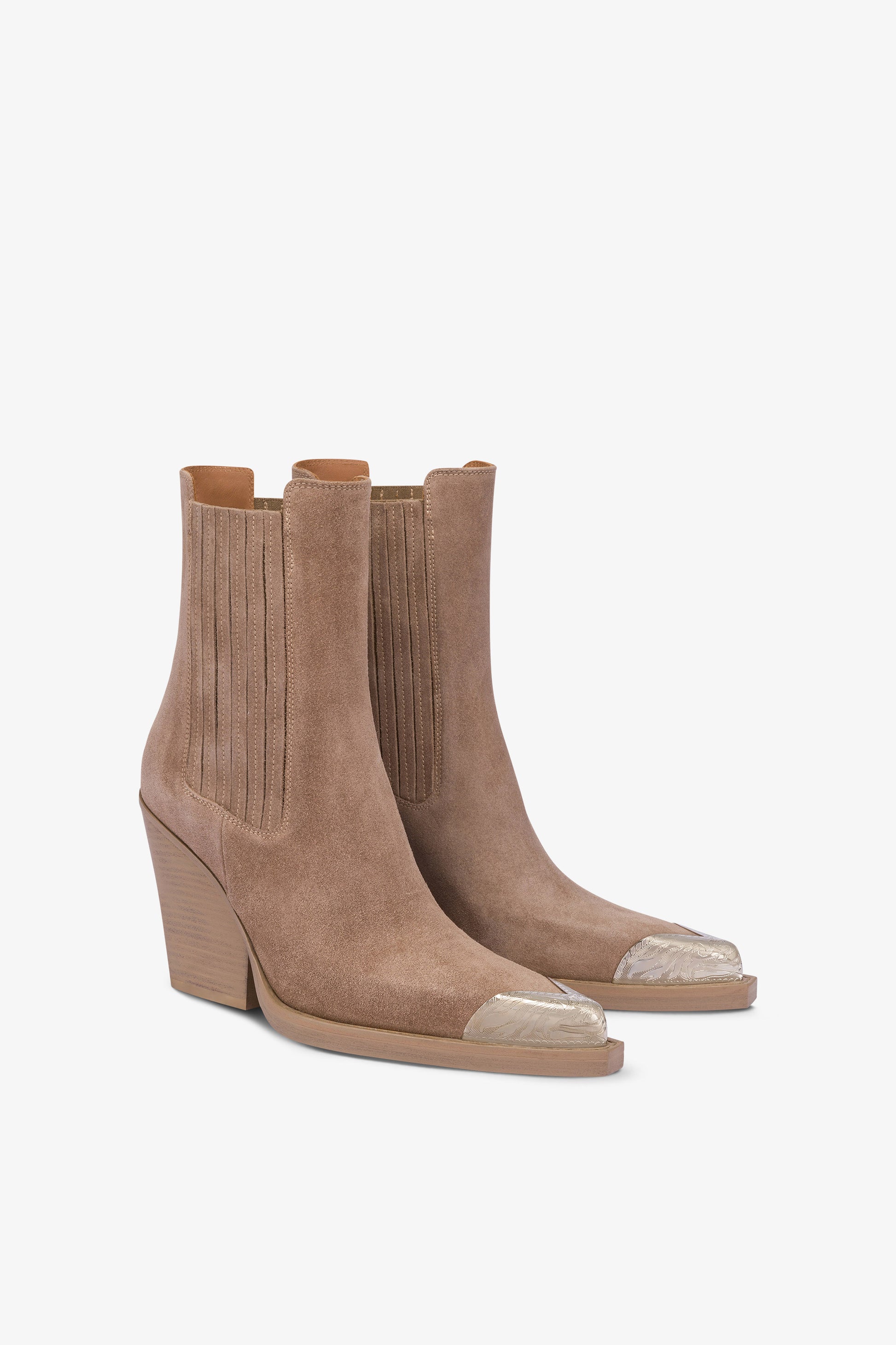 Bottines pointues en daim koala lisse