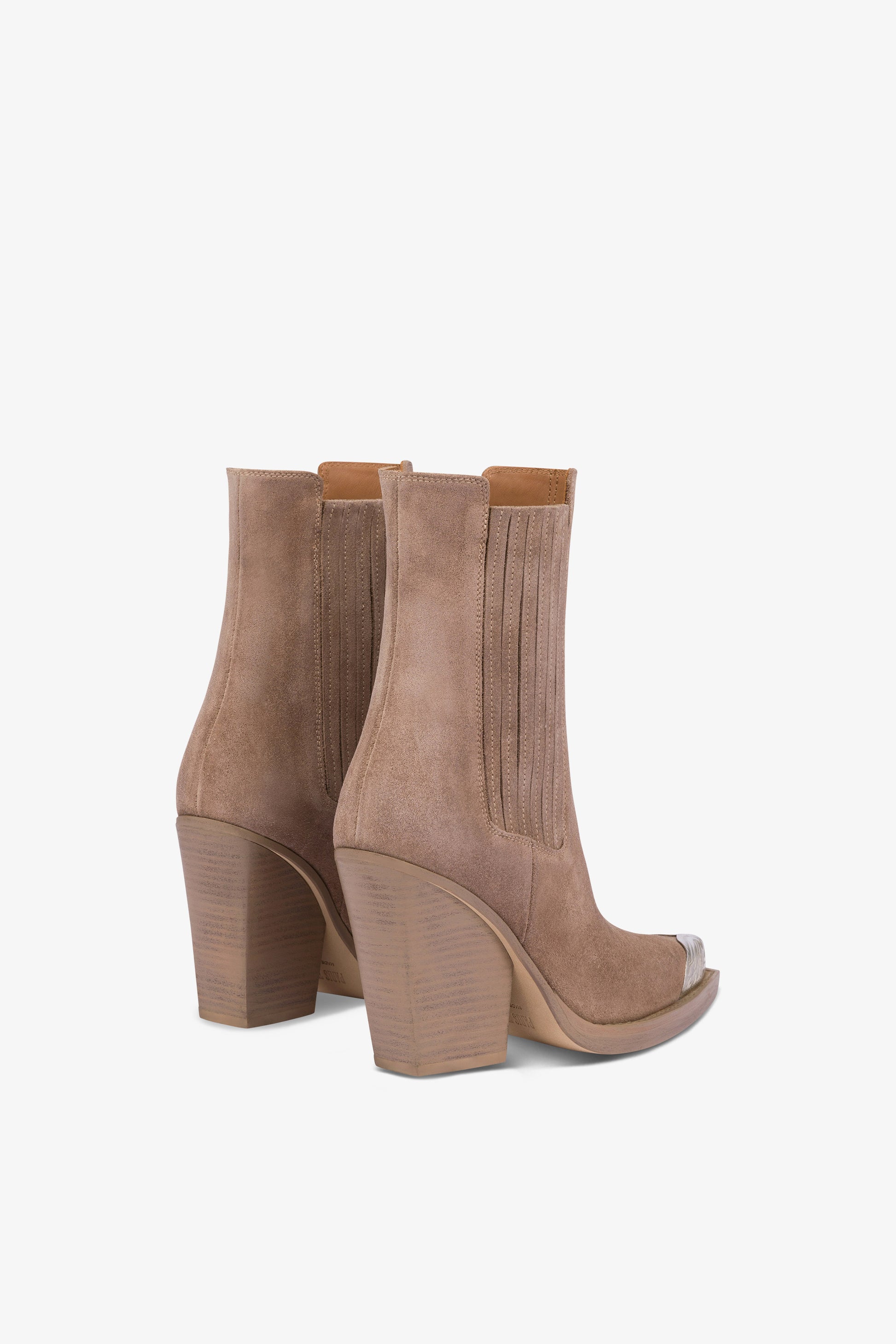 Bottines pointues en daim koala lisse