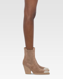 Stivaletti a punta in pelle scamosciata koala