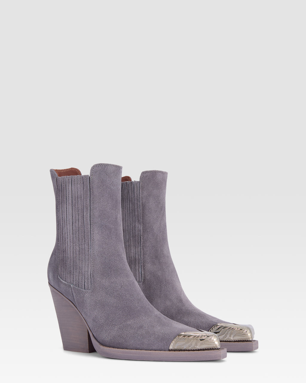 Slingbacks in denim-colored calf suede leather