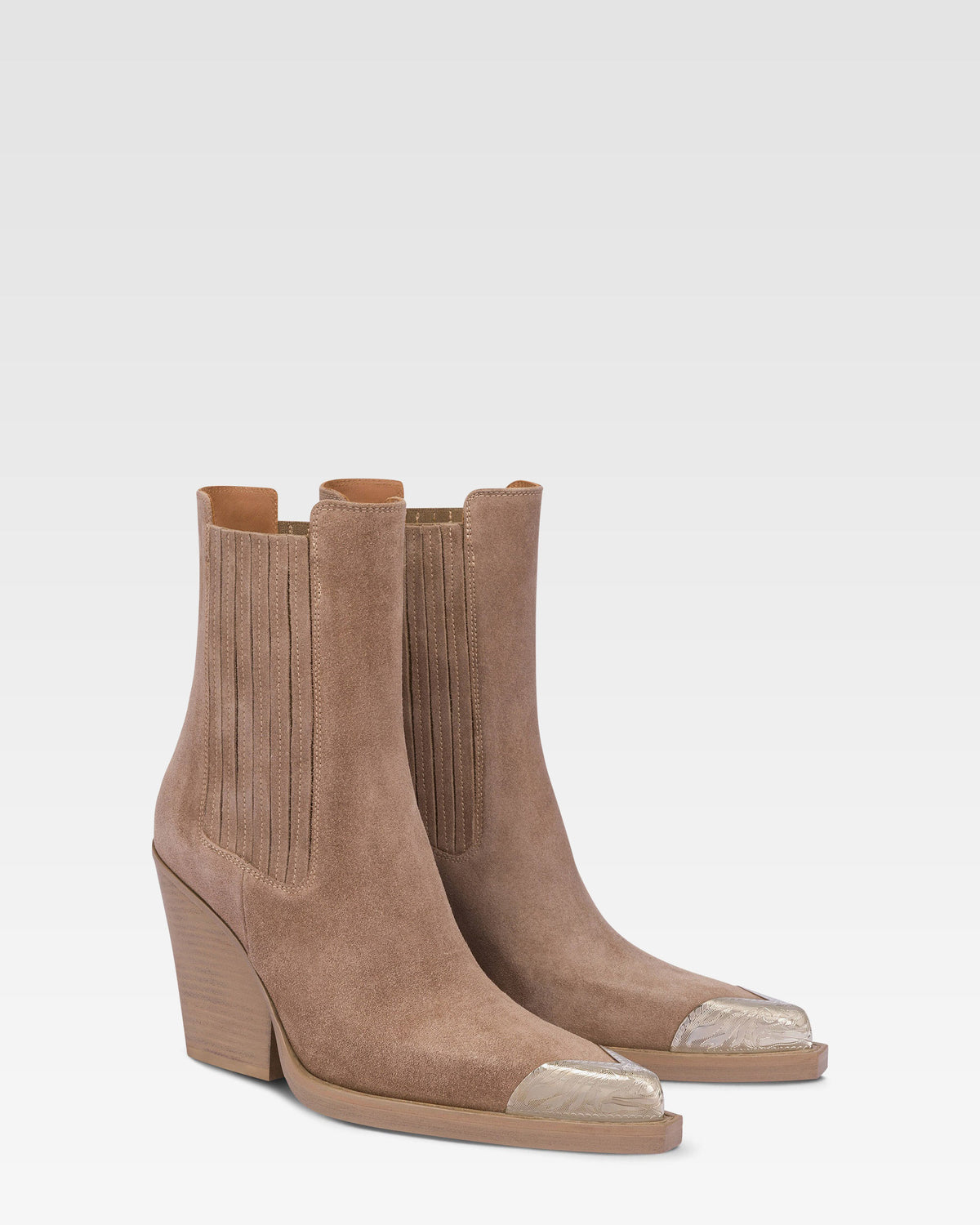Velourslederstiefeletten mit Metallkappe