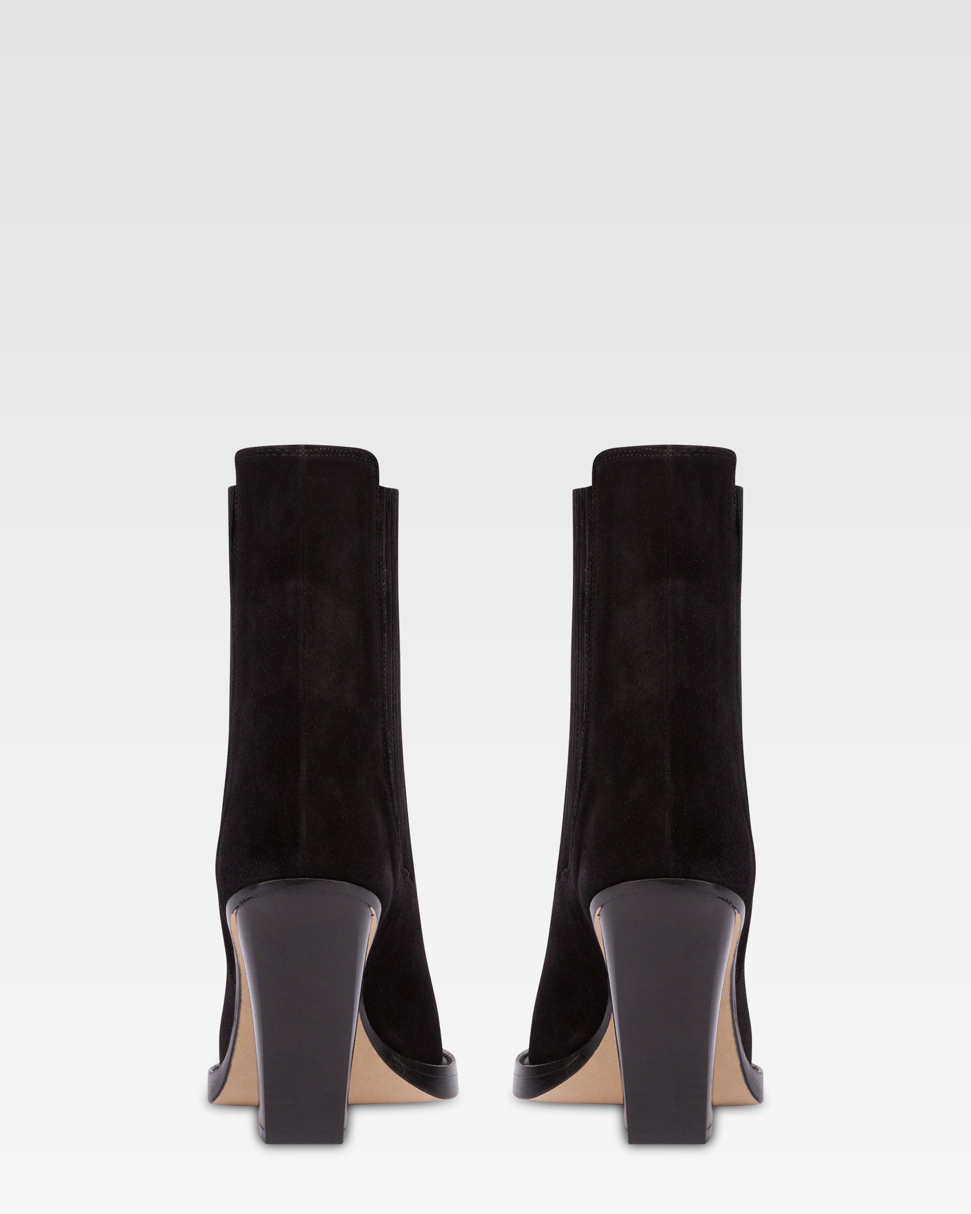 Stivaletti a punta in pelle scamosciata nero sfumato