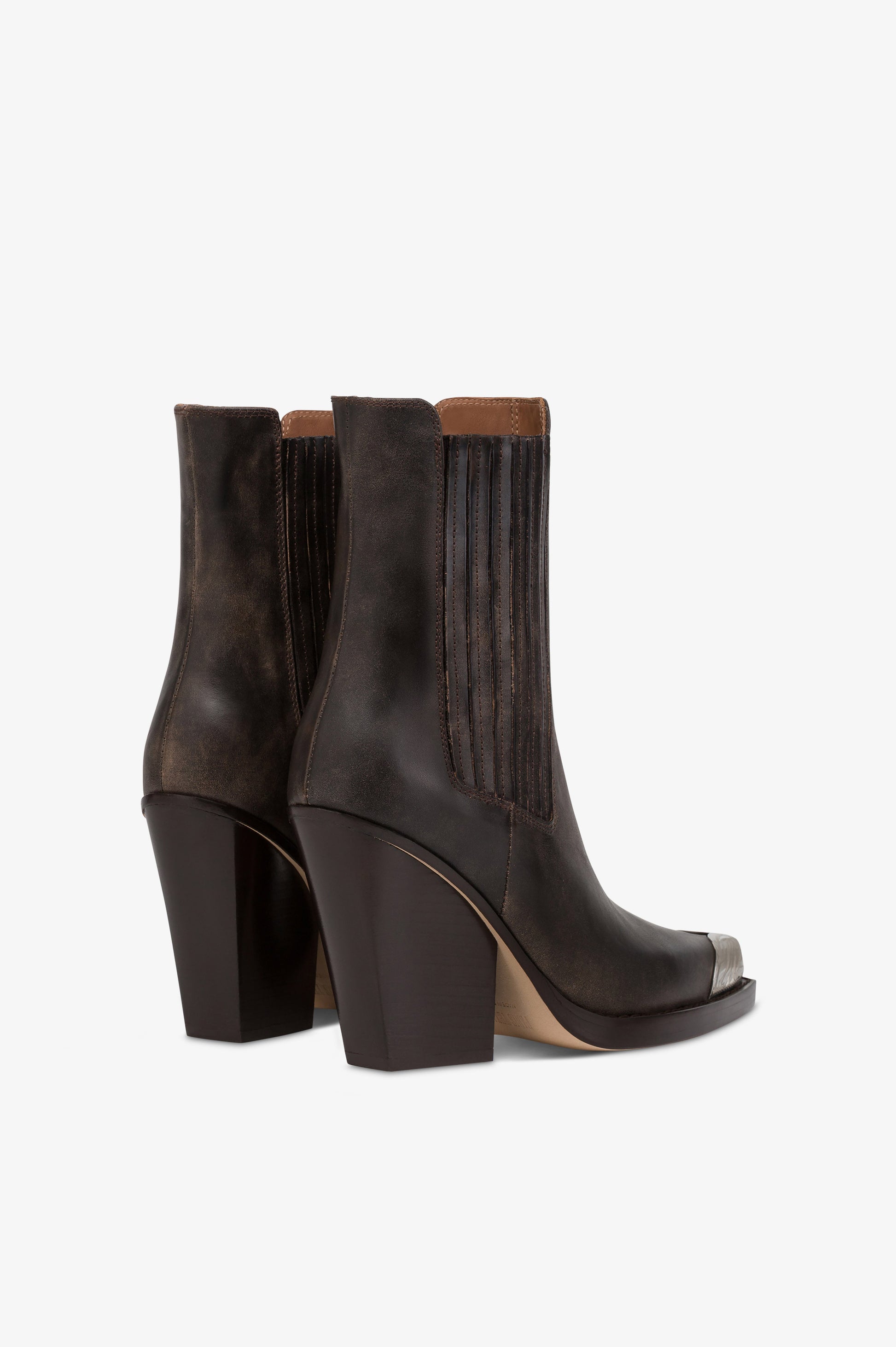 Texan ankle boots in black vintage-effect leather.