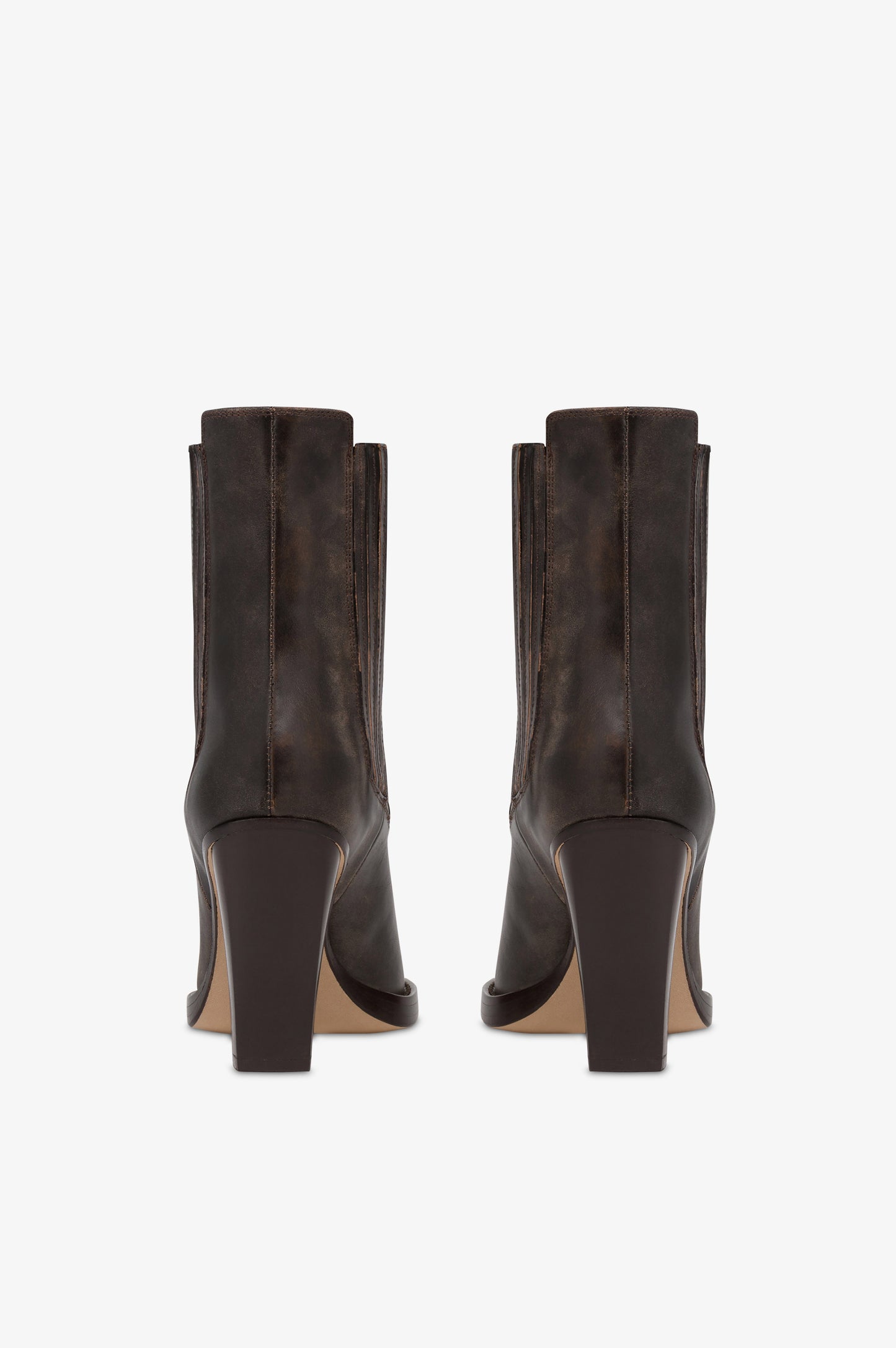 Texan ankle boots in black vintage-effect leather.