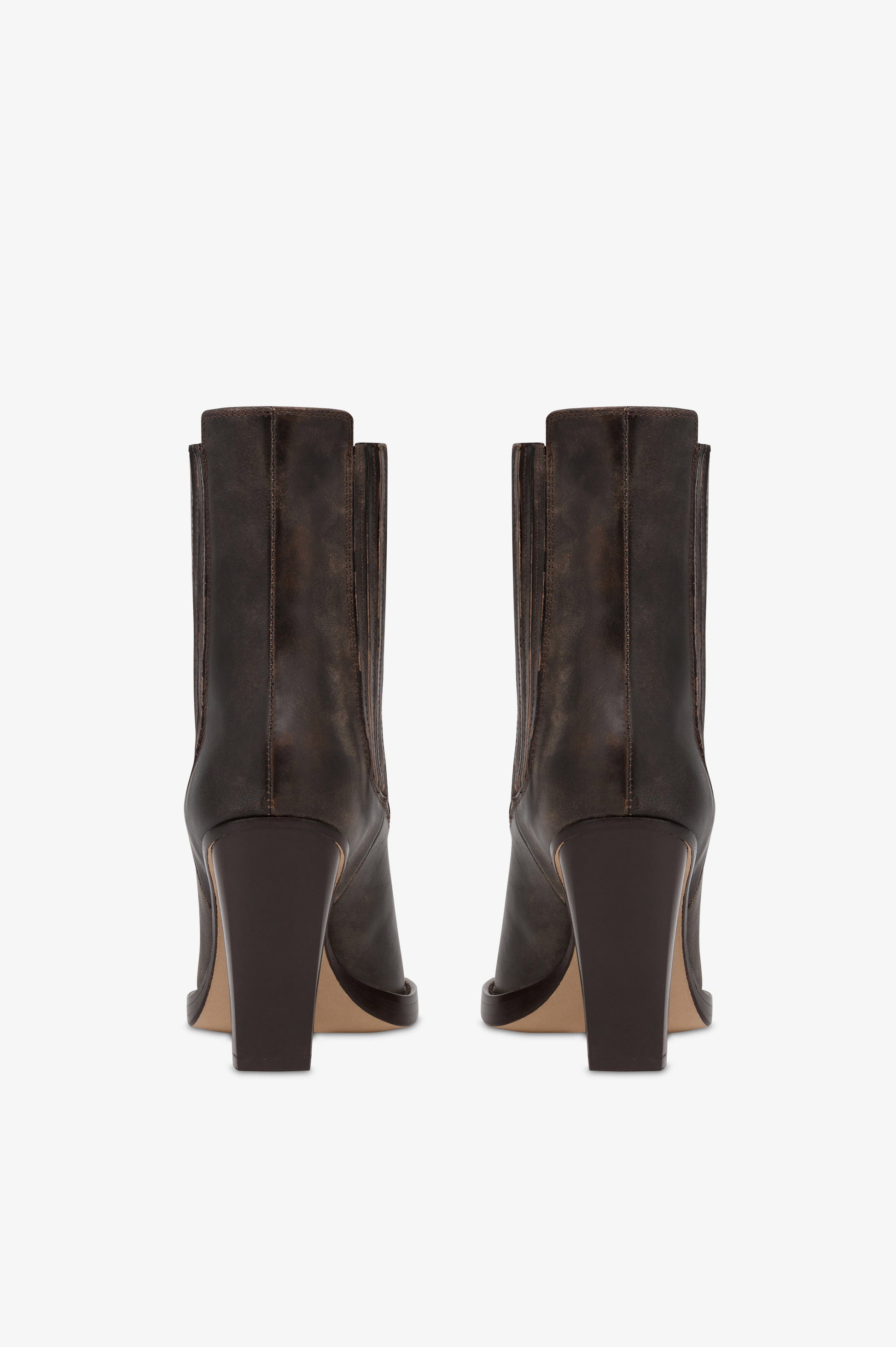 Texan ankle boots in black vintage-effect leather.