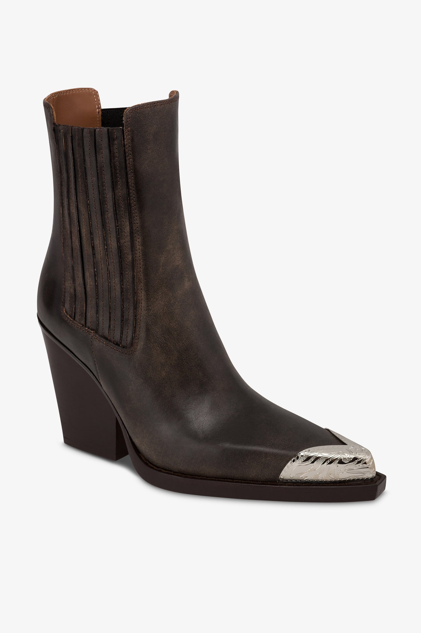 Texan ankle boots in black vintage-effect leather.