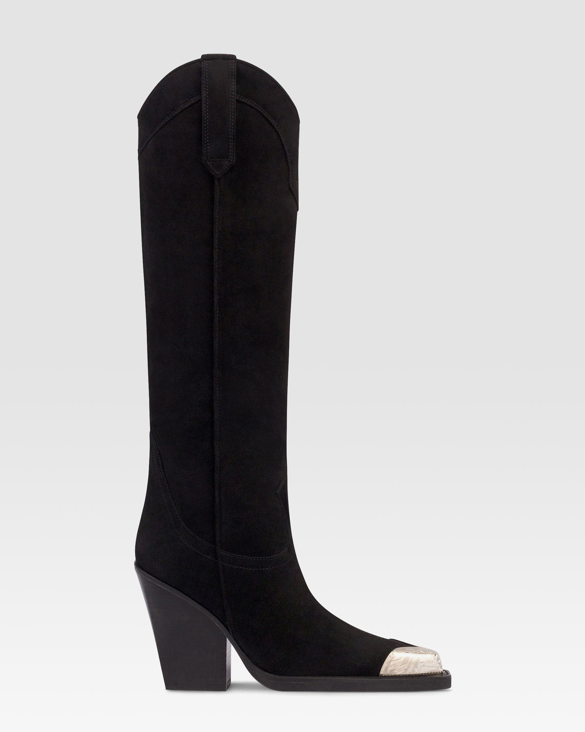 Suede texan boot with metallic toe
