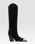 Suede texan boot with metallic toe