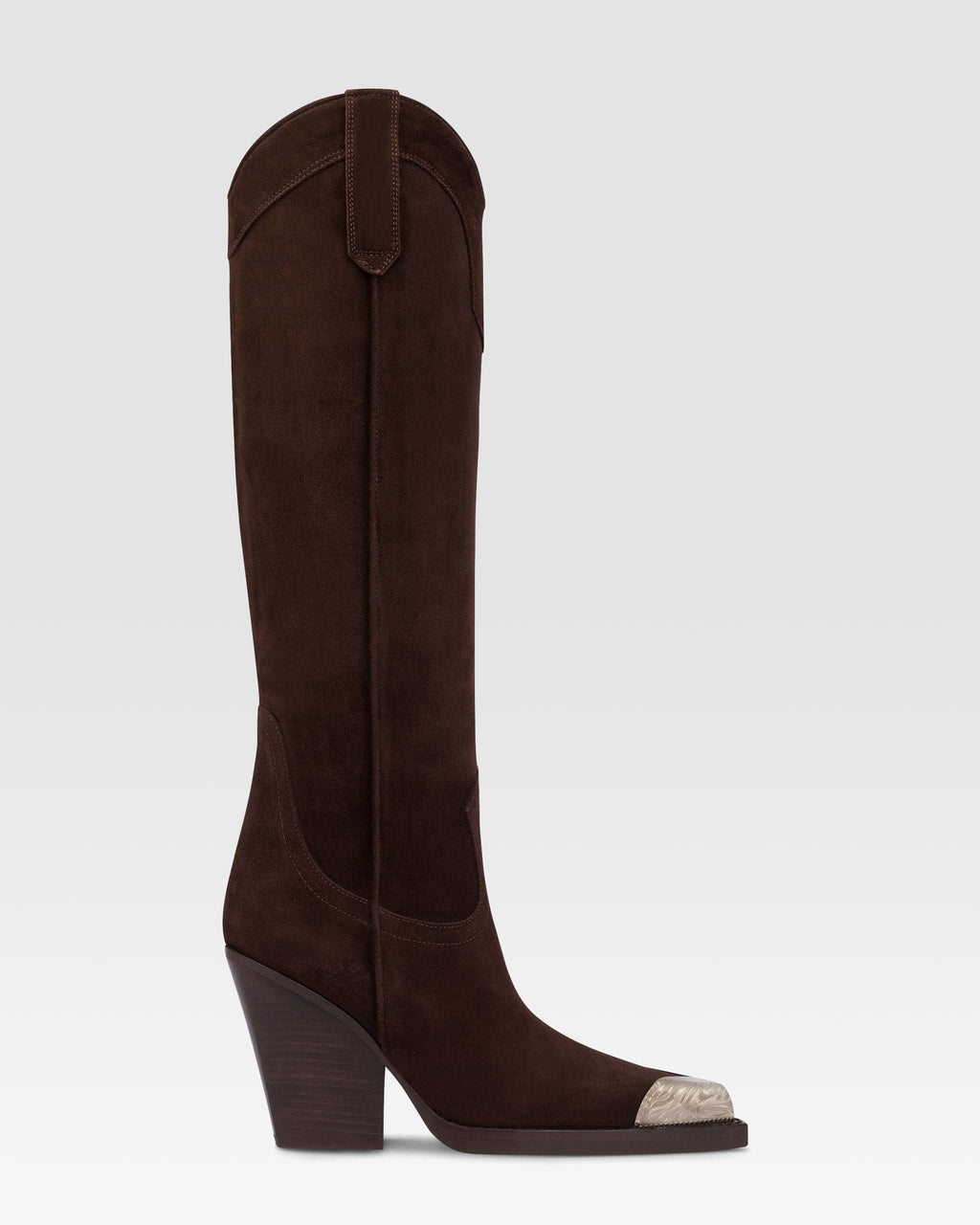 Botte Western en daim avec bout orne