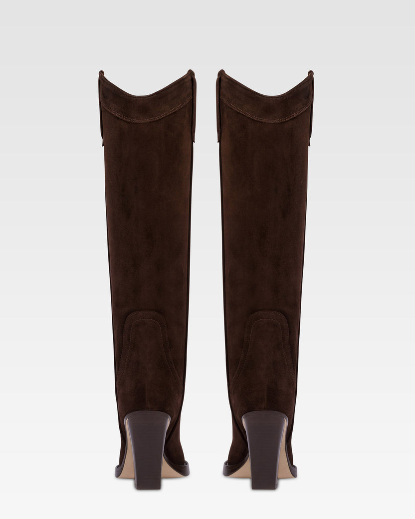 Suede texan boot with metallic toe