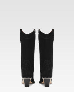 Bot'in en ante de piel de becerro negro con tac'on de 60 mm