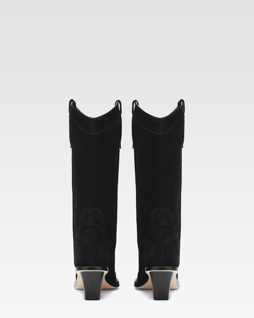 Black calf suede heel 60 ankle boot
