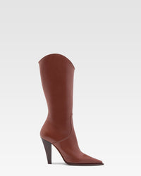 Black leather boot — Brown