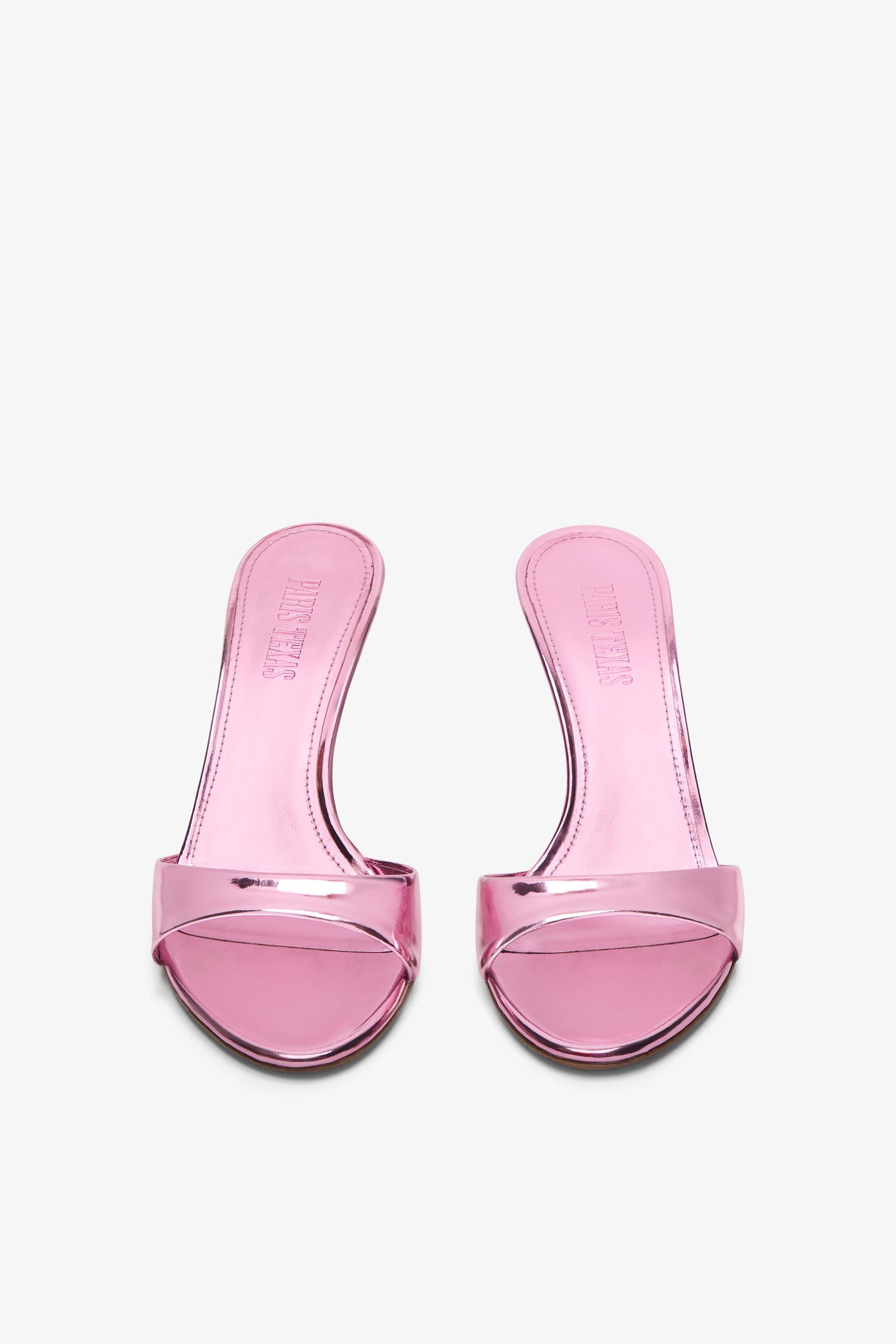 Pink mirrored leather mule