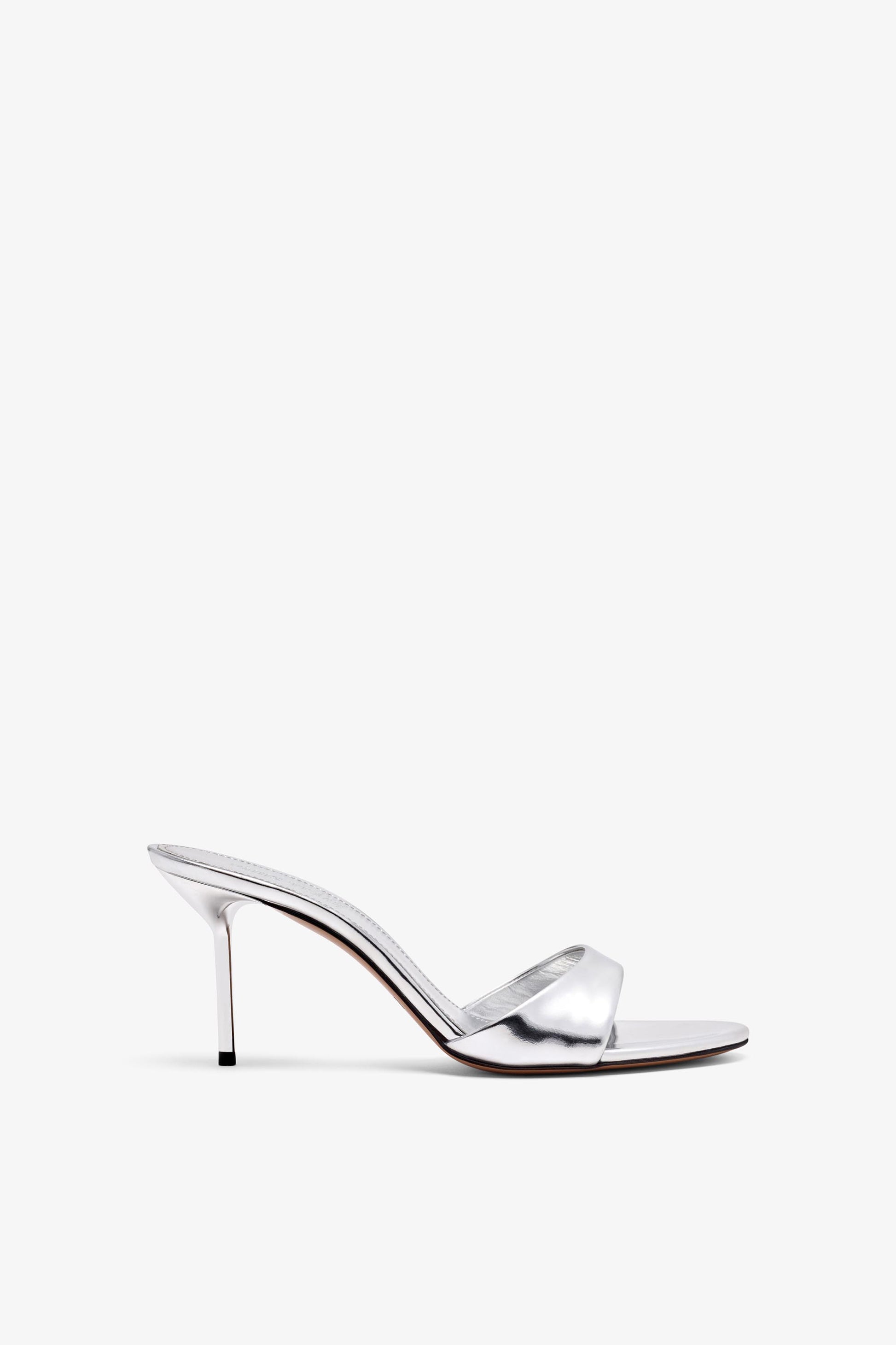 Silver mirrored leather mule