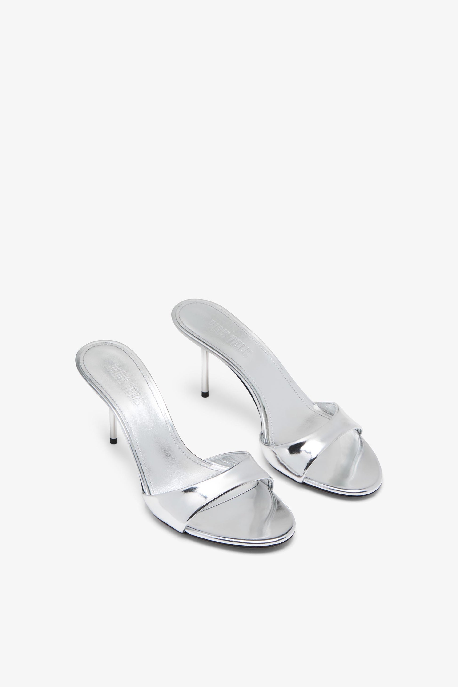 Silver mirrored leather mule