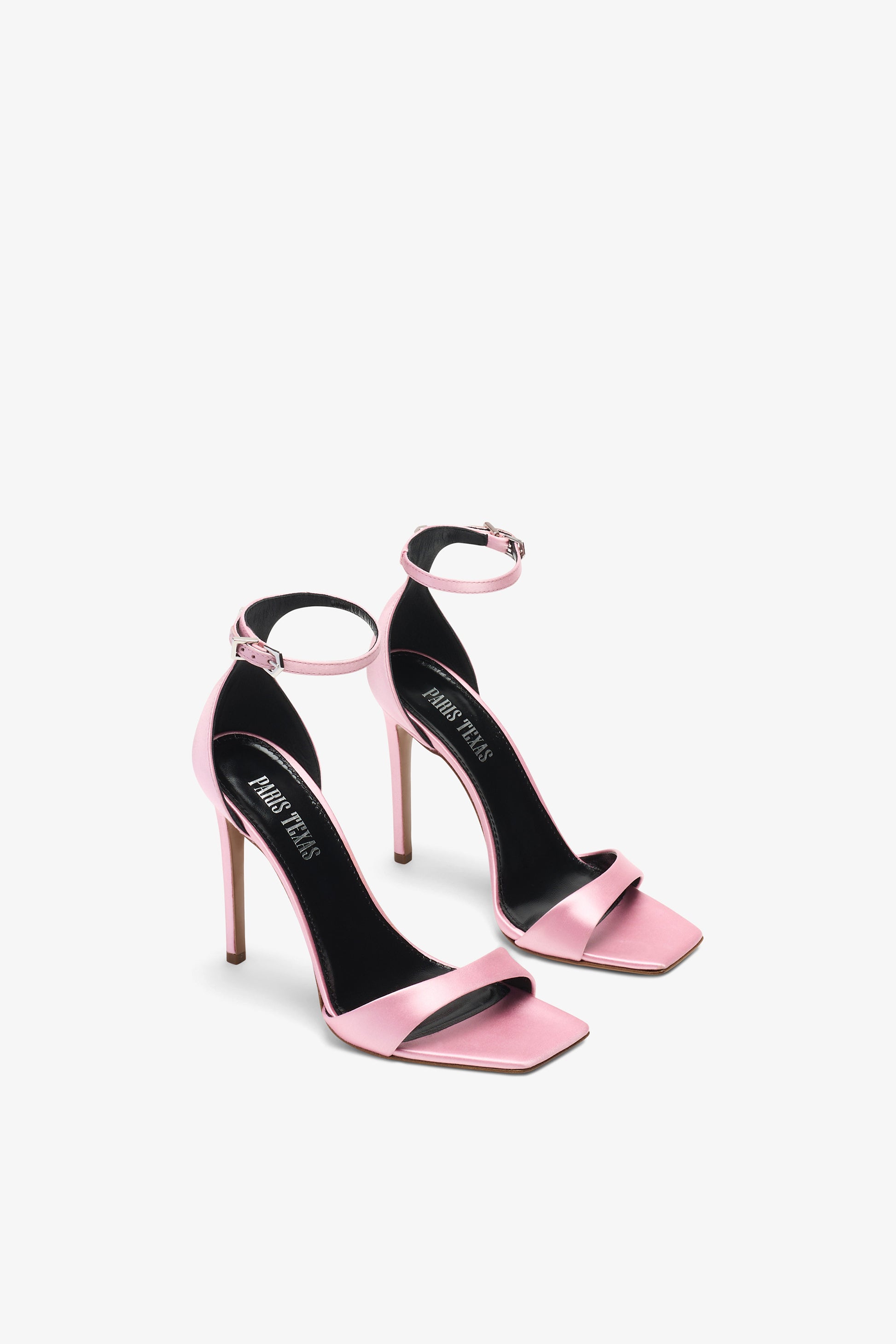 Sandalo con tacco a stiletto in pelle rosa lucente