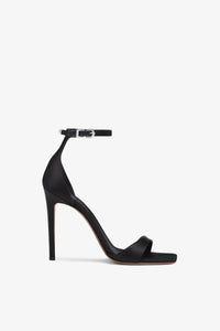 Sandalette mit Stiletto-Absatz aus schwarzem Leder