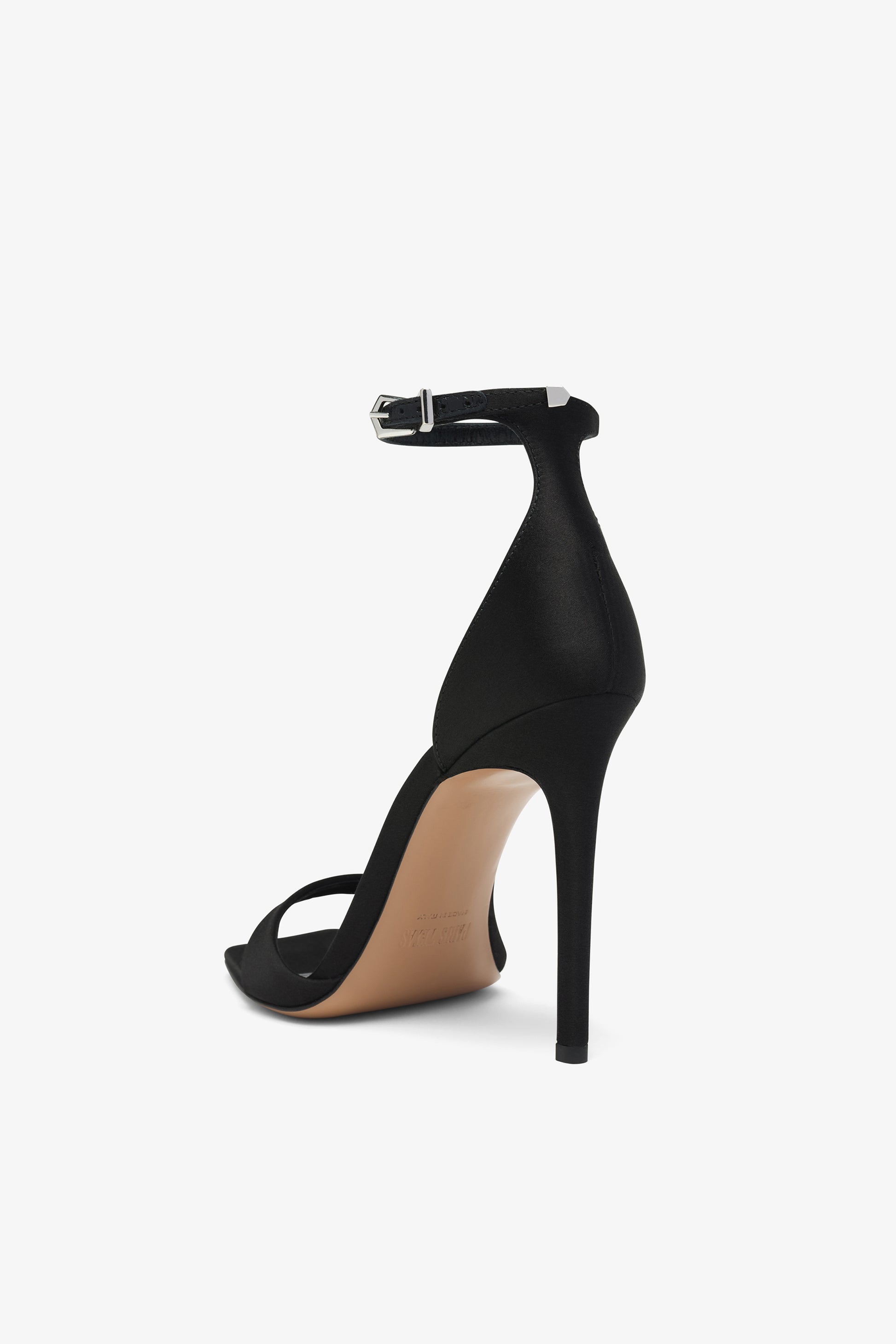 Sandalette mit Stiletto-Absatz aus schwarzem Leder