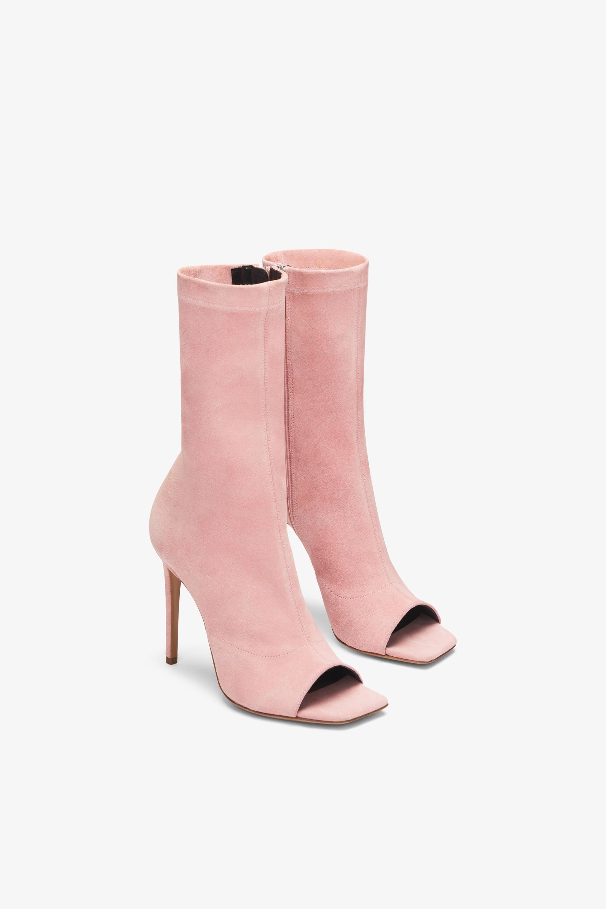 Pink stretch suede ankle boot