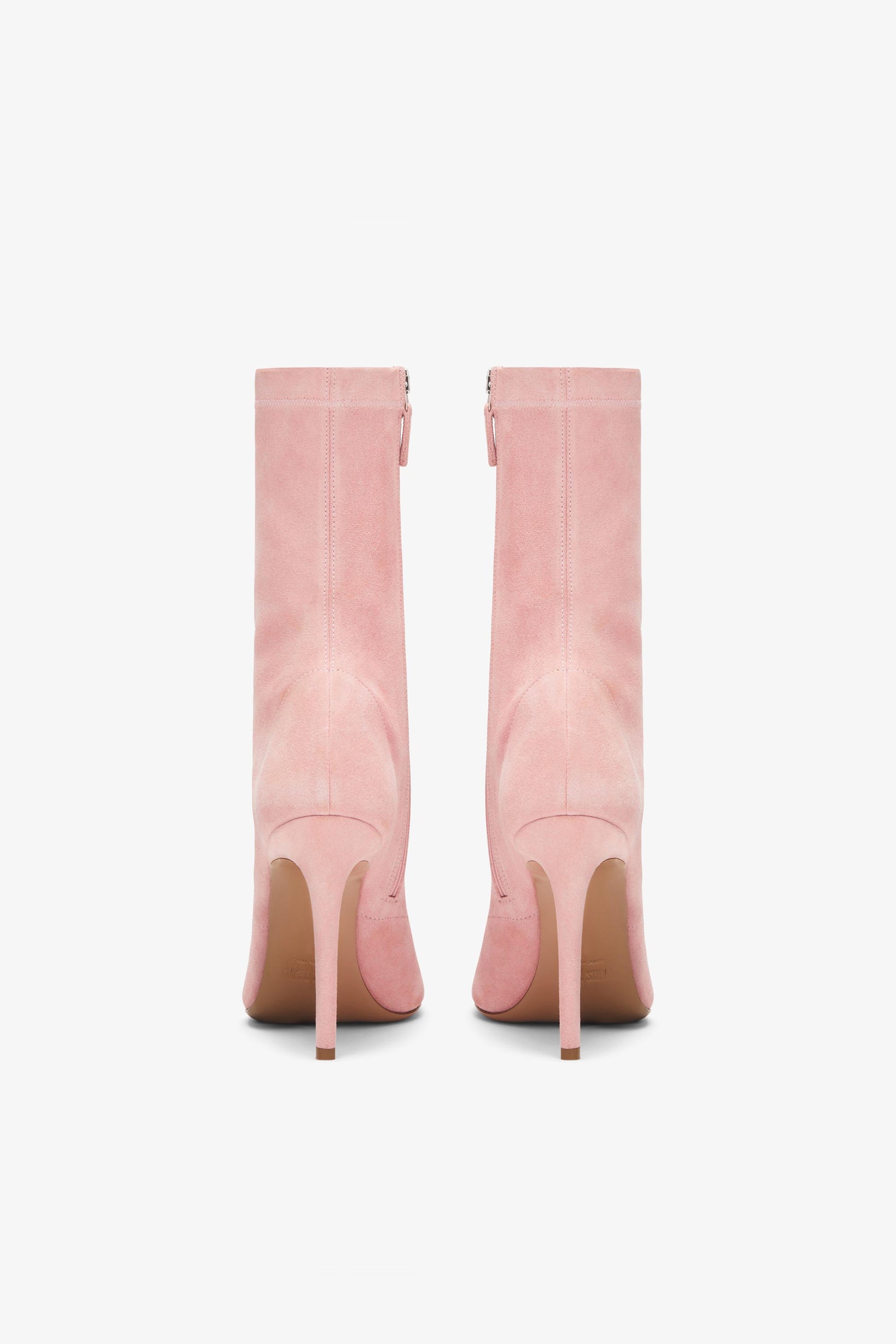Pink stretch suede ankle boot