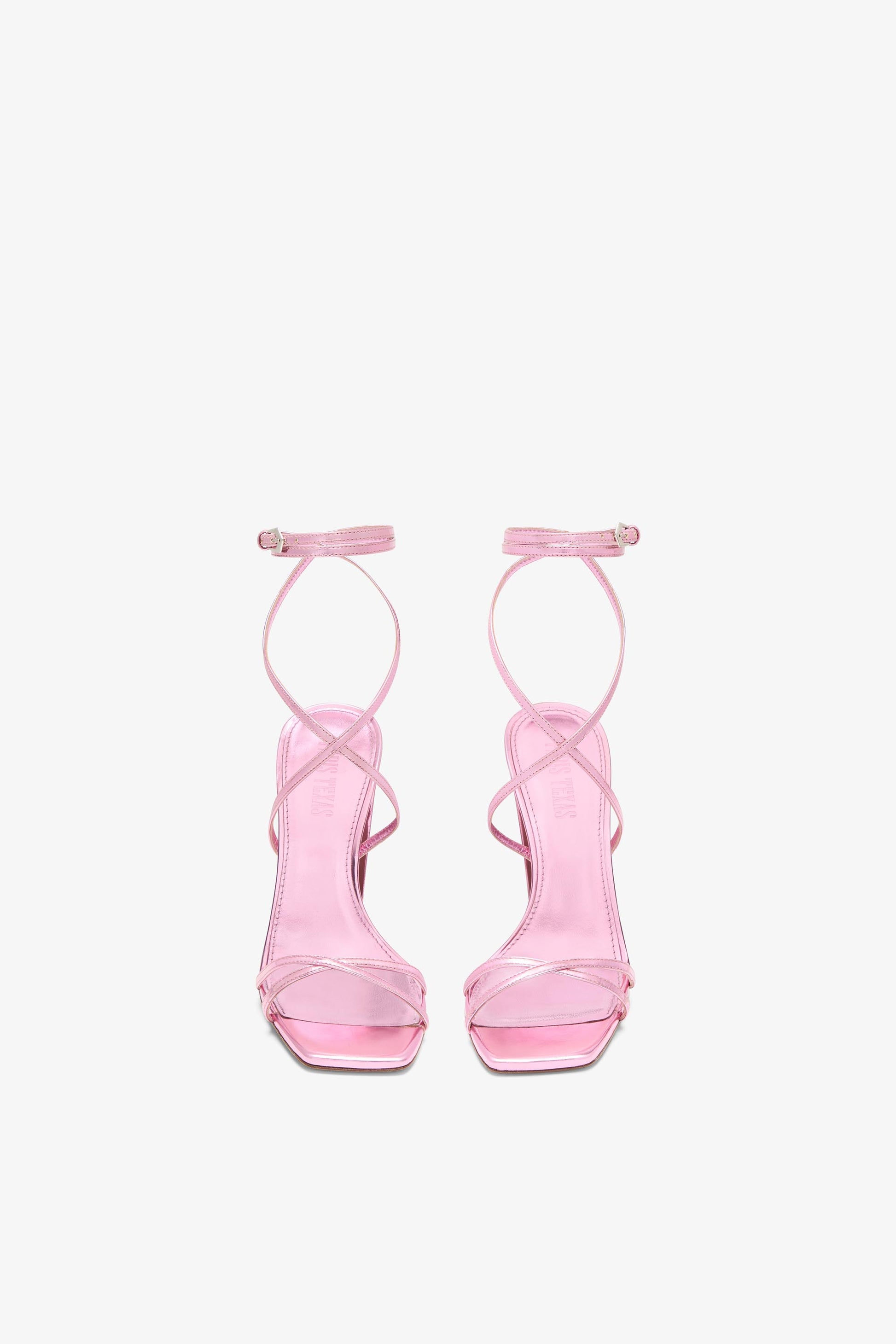 Sandales en cuir miroir rose